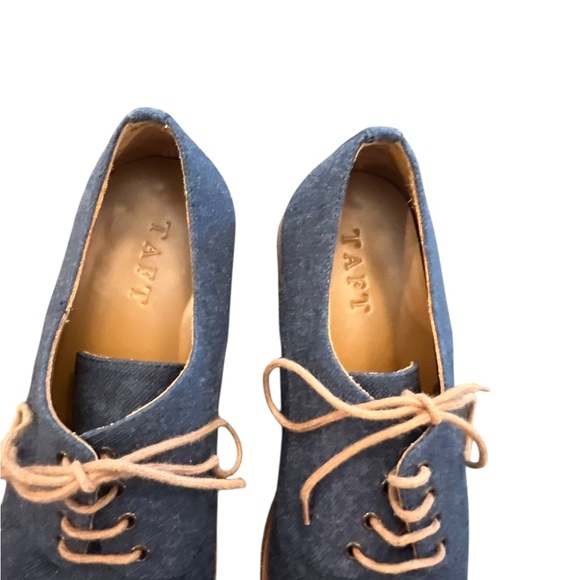 TAFT Miles Dress Shoes Denim Blue Fabric Size 7 (40) Luxury Preppy City Tie Mens main image 14